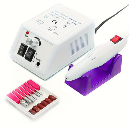 Professional Nail Drill Kit 20000RPM with 6 Drill Bits & 50 Sanding Bands — Electric Manicure Pedicure Machine Low Noise Dual-Hand for Acrylic Gel Natural Nails, Home & Salon Nail File Set, 8-in-1 Option