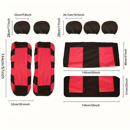 Car Seat Covers 5-Seat Tire-Track Full-Enclosure Design in Breathable Polyester and Eighteen Colors