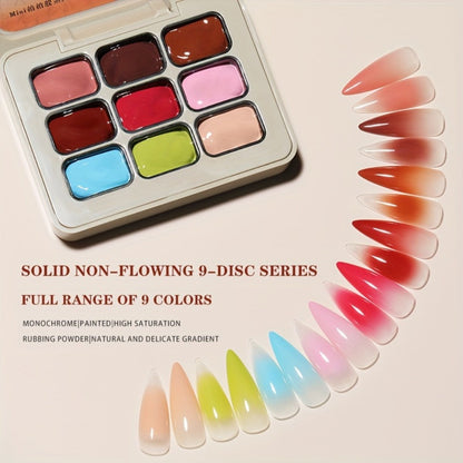 Gel Nail Polish Set 9 Colors Autumn Winter Gradient Collection – Firm Pat Glue Soak Off UV LED Gel Polish for Ombre Nail Art, Salon & DIY Home Manicure, Nine-Grid Compact Tray