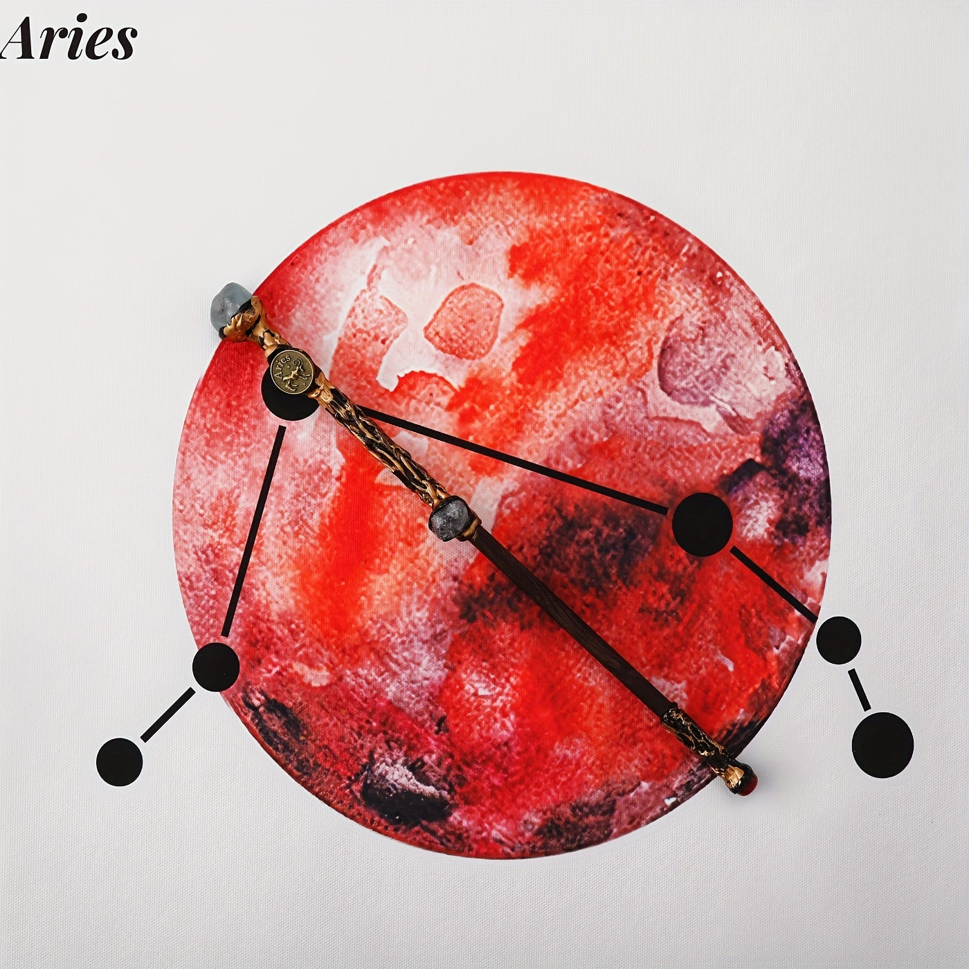 Zodiac-Themed Decorative Wand with Resin and Stone-Look Accents, Gift Box and All Twelve Sign Variants