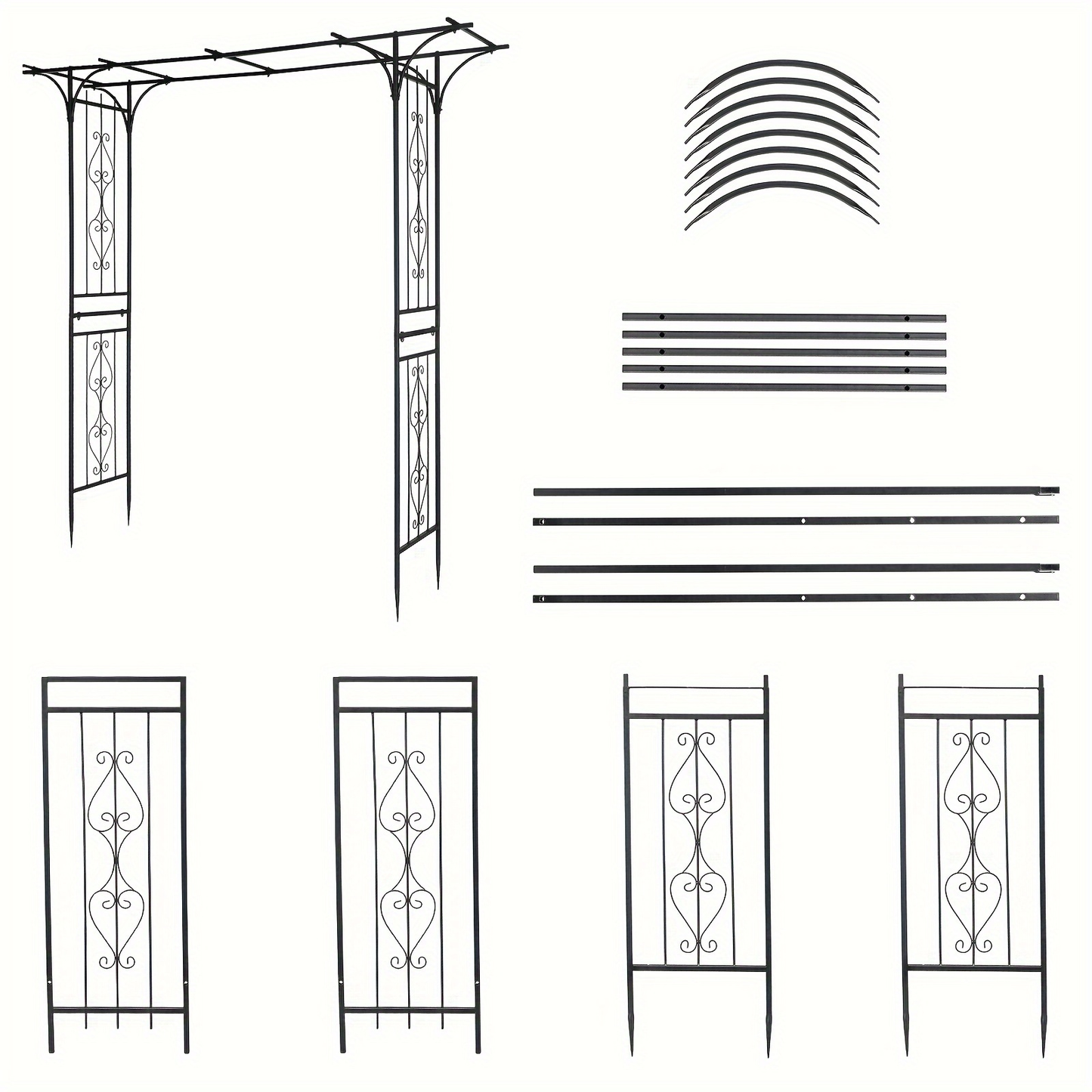 Flat Top Iron Garden Arch 16mm Tube Rustproof Climbing Rose Trellis