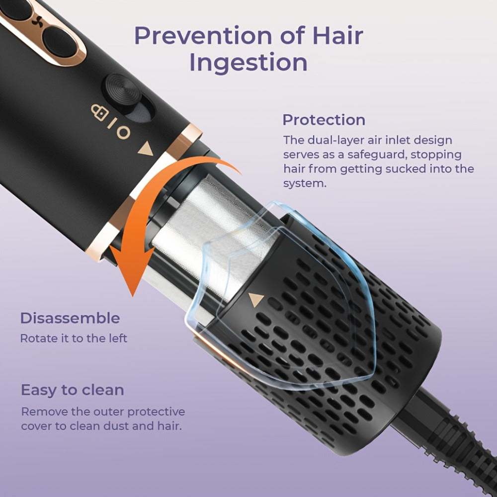 OUDIM 6-in-1 Hot Air Brush Hair Styling Tool with 110,000 RPM Motor, Foldable Handle and Storage Bag