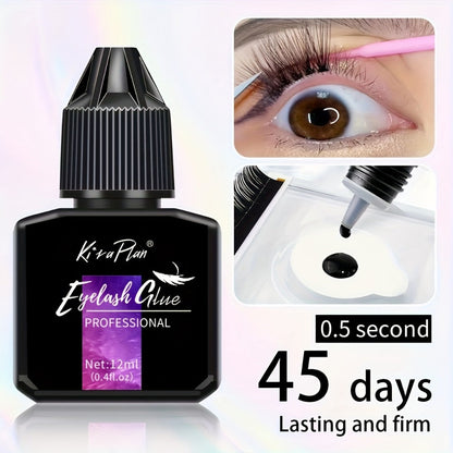 Low Allergy Lash Glue Set — Strong Hold Eyelash Extension Adhesive 6-7 Weeks Retention, Quick Dry DIY Lash Bond for Individual & Cluster Lashes, Sensitive Eye Safe Beginner-Friendly Formula, Black