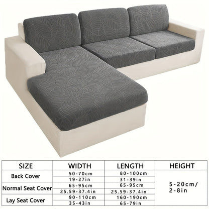 Sofa Cover Set, Six-Piece Leaf Jacquard Stretch Slipcover with Elastic-Band Edges in Eight Colors