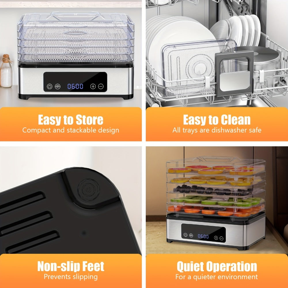 Five-Tray Digital Food Dehydrator with 420W Heating, 48-Hour Timer and 95–160°F Temperature Range