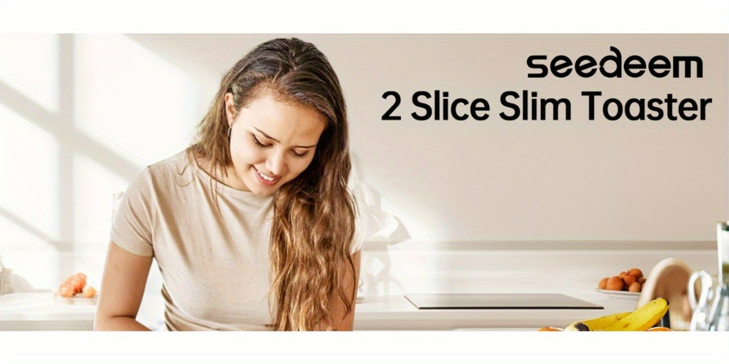 Slim Toaster 2-Slice – SEEDEEM 6-Setting Shade Control, Cancel, Reheat & Defrost, Removable Crumb Tray, 750W Compact Fits-Anywhere Design for Bread, Waffles & Bagels, 6 Colors Available