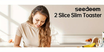 Slim Toaster 2-Slice – SEEDEEM 6-Setting Shade Control, Cancel, Reheat & Defrost, Removable Crumb Tray, 750W Compact Fits-Anywhere Design for Bread, Waffles & Bagels, 6 Colors Available