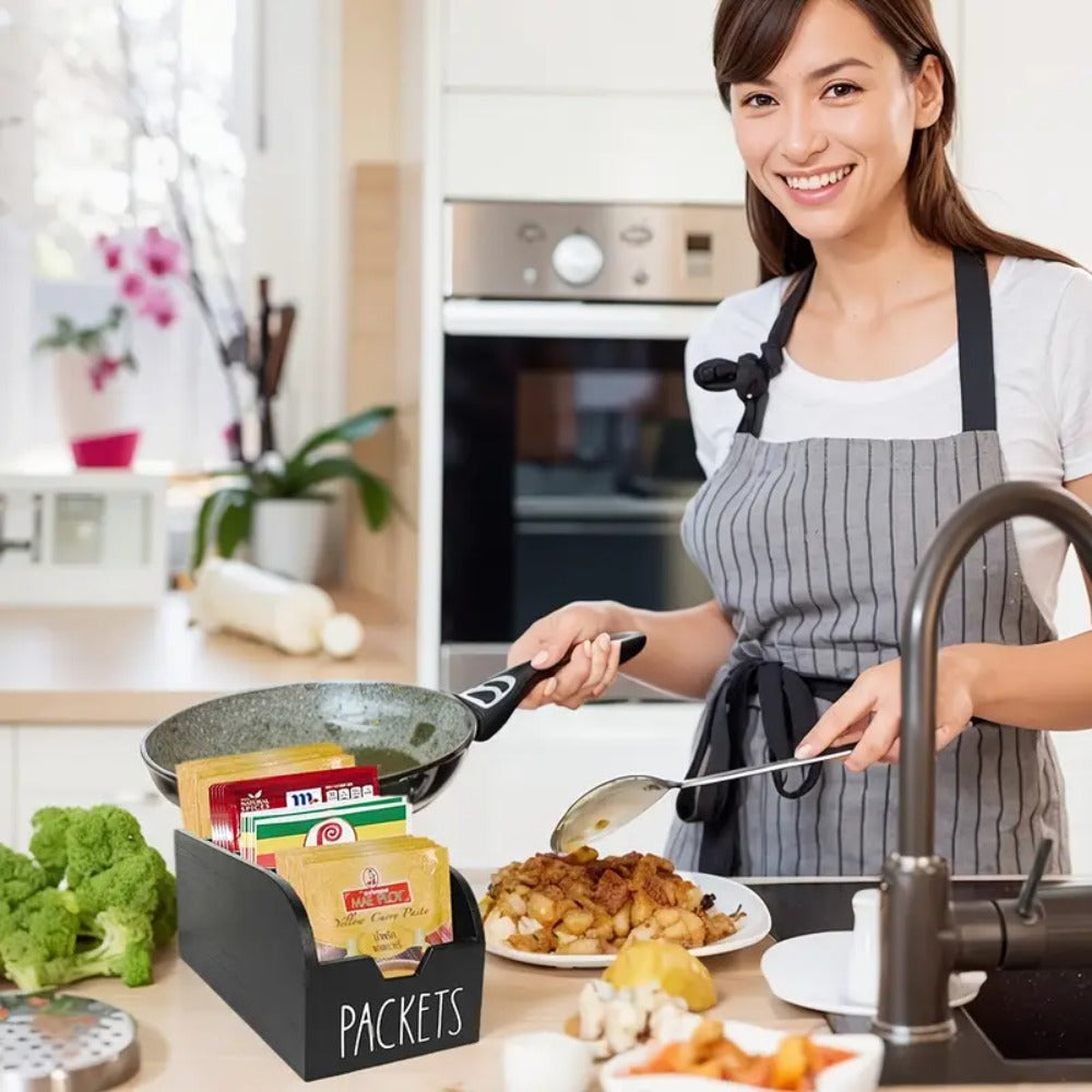 Stepped Packet and Spice Organizer in Black or Brown with One- or Two-Piece Checkout Options