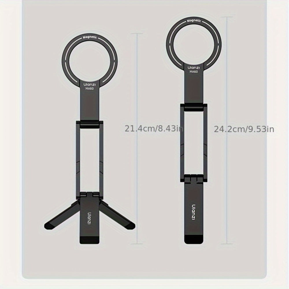 ULANZI MA60 Magnetic Phone Tripod 5-in-1 Foldable Stand Ultra-Slim 0.8cm 14N Dual Magnet 500g Load for Vlogging Content Creation Desktop Handheld Aluminum Alloy