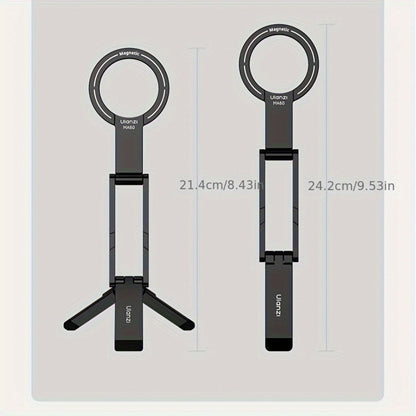 ULANZI MA60 Magnetic Phone Tripod 5-in-1 Foldable Stand Ultra-Slim 0.8cm 14N Dual Magnet 500g Load for Vlogging Content Creation Desktop Handheld Aluminum Alloy