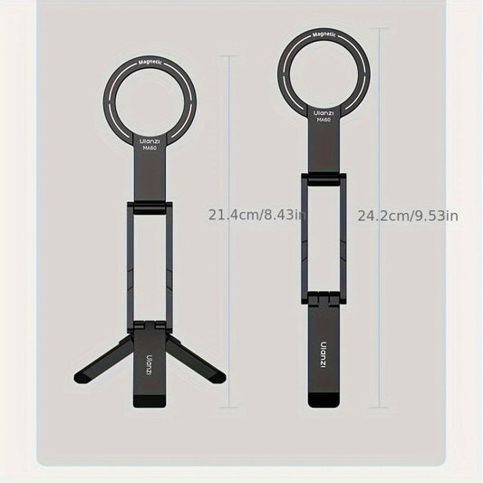 ULANZI MA60 Magnetic Phone Tripod 5-in-1 Foldable Stand Ultra-Slim 0.8cm 14N Dual Magnet 500g Load for Vlogging Content Creation Desktop Handheld Aluminum Alloy