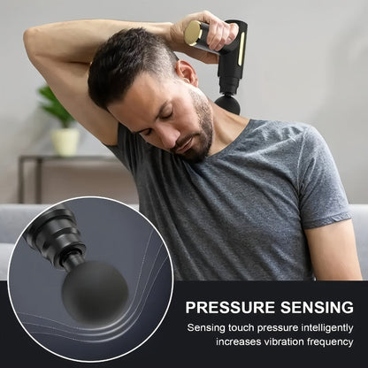 Compact Massage Gun with Digital Control Display, Multiple Pictured Heads and Four Color Options