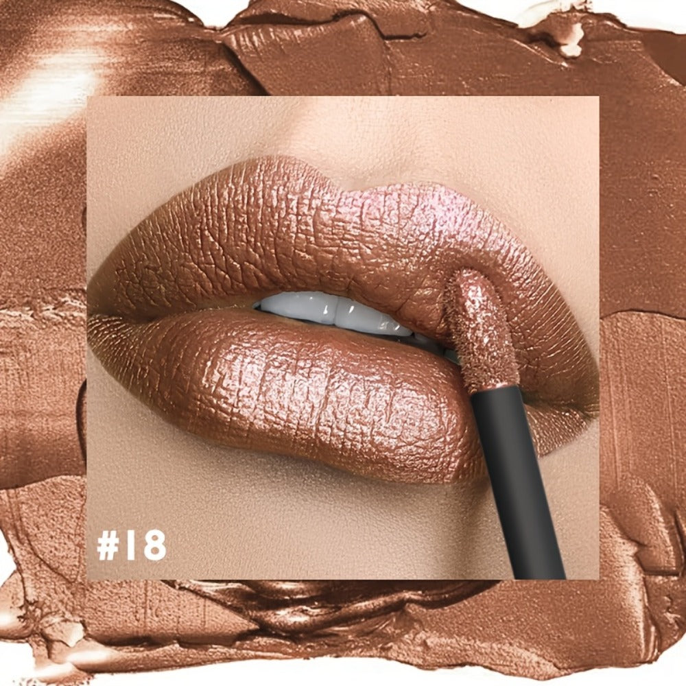 Metallic Shimmer Lip Gloss with Wand Applicator and Eleven Numbered Shade Options from 13 to 24