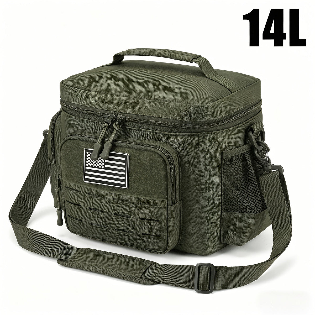 Tactical Insulated Cooler Lunch Box with MOLLE Webbing – Expandable & Leakproof, 3.7 Gal or 18L, for Hunting, Camping, Work & Outdoor Picnics – Black, Green or Khaki