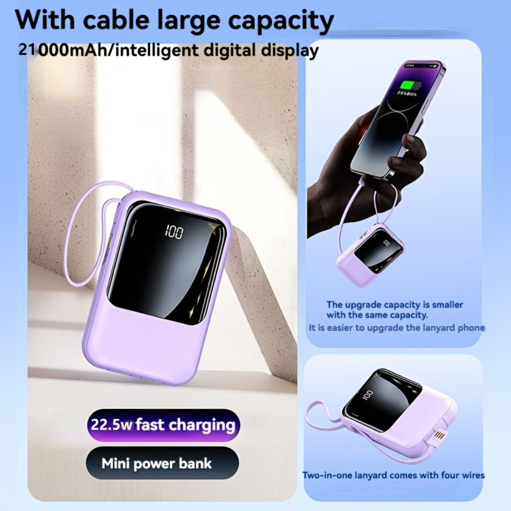 21000mAh Mini Power Bank 22.5W Fast Charging Ultra-Thin LED Display Compact External Battery Pack for iPhone Android Samsung – Slim Portable Charger Holiday Gift