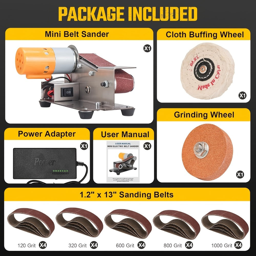 Mini Belt Sander 15° Angle - 7-Speed Electric Belt Grinder Knife Sharpener Kit with 30 Sanding Belts for Metal, Woodworking & Knife Making