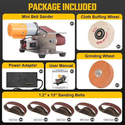 Mini Belt Sander 15° Angle - 7-Speed Electric Belt Grinder Knife Sharpener Kit with 30 Sanding Belts for Metal, Woodworking & Knife Making