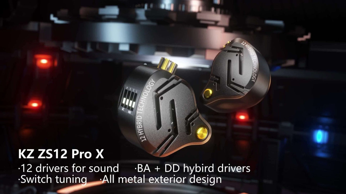 KZ ZS12 PRO X In-Ear Monitor Hybrid IEM Headphones Detachable Cable Noise Cancelling Dynamic Mic Sport Gaming DJ Audio Monitoring Music Production