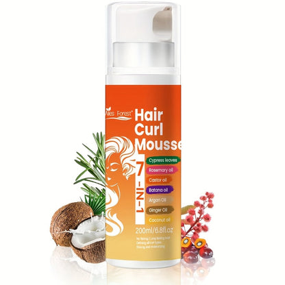 6.76 oz Seven-in-One Curl Mousse with Rosemary, Castor and Coconut Oils for Wavy or Curly Hair