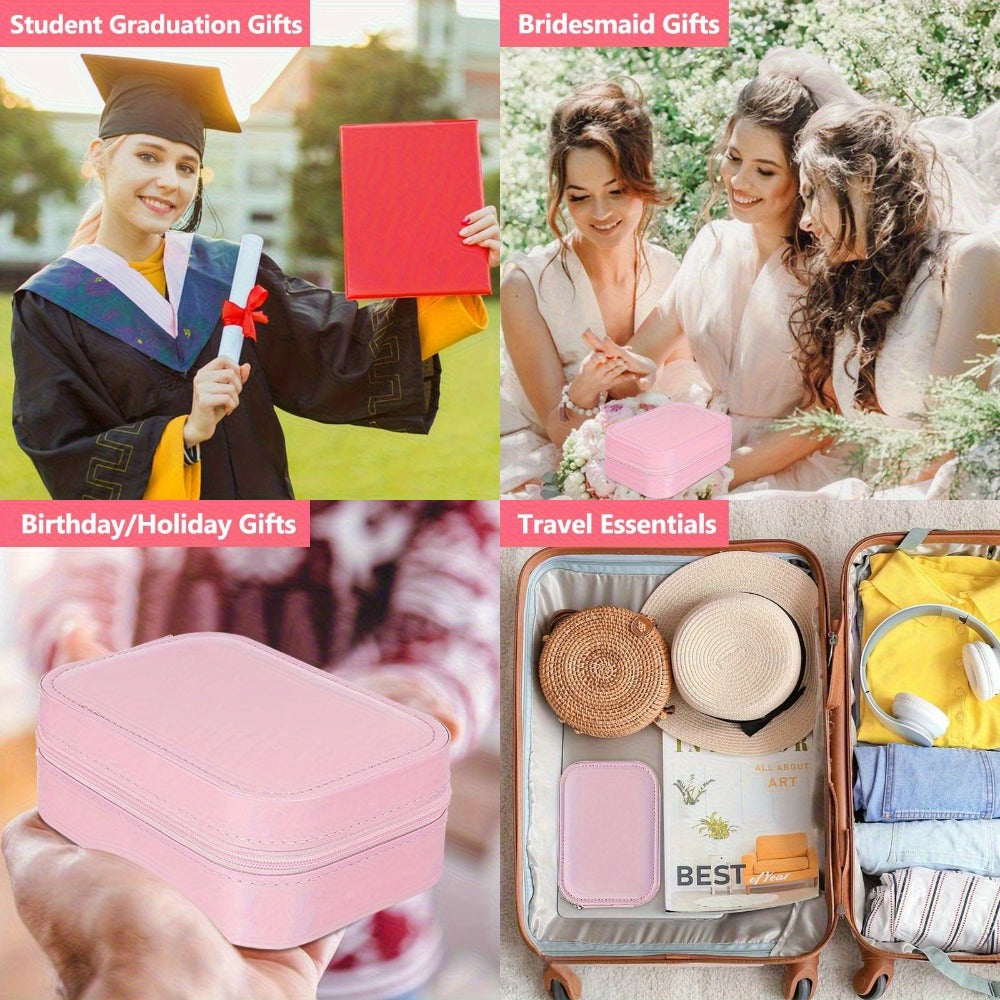 Lighted Makeup Mirror with Travel Case Cosmetic Organizer 3-Color LED Light 1200mAh Rechargeable Portable Vanity Mirror Adjustable Brightness for Women Gift Birthday Christmas