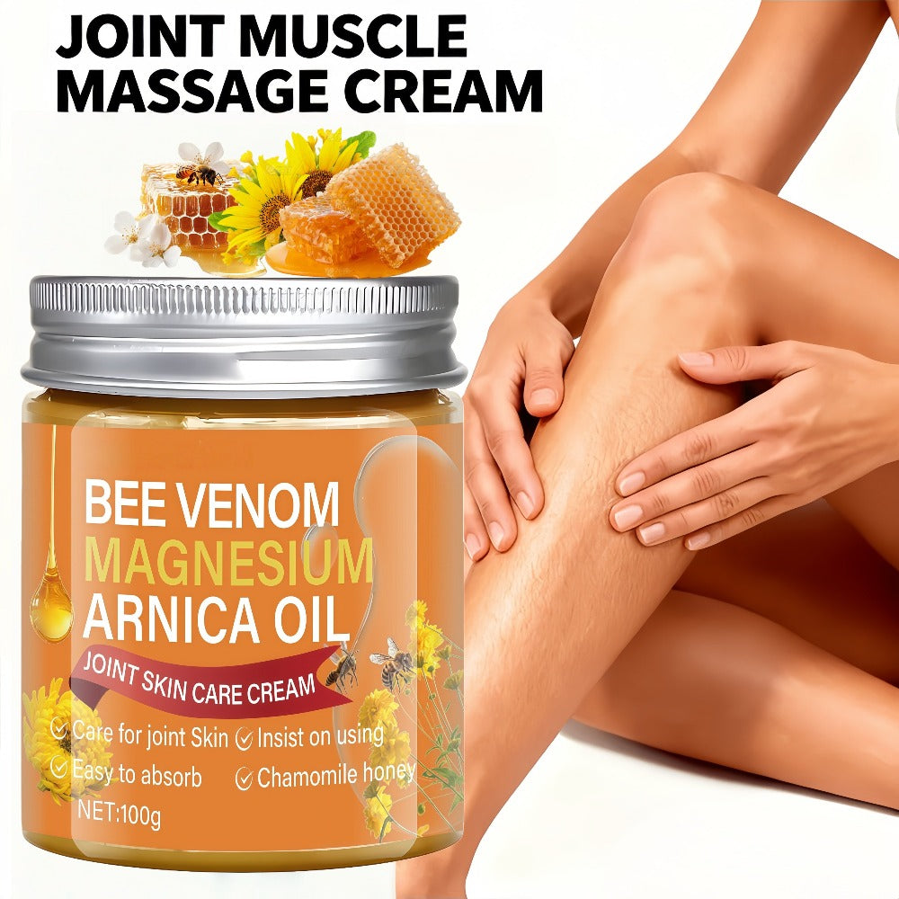 Body Cream 100g Jar with Bee Venom, Magnesium, Arnica Oil, Chamomile and Honey for Massage Use