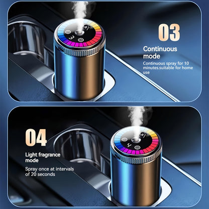 Car Aromatherapy Diffuser with Dynamic Light Show & Starry Sky Mode – Adjustable Scent Intensity, USB Rechargeable, Eliminates Odors, Gardenia, Lavender, Marine & Cologne Scents