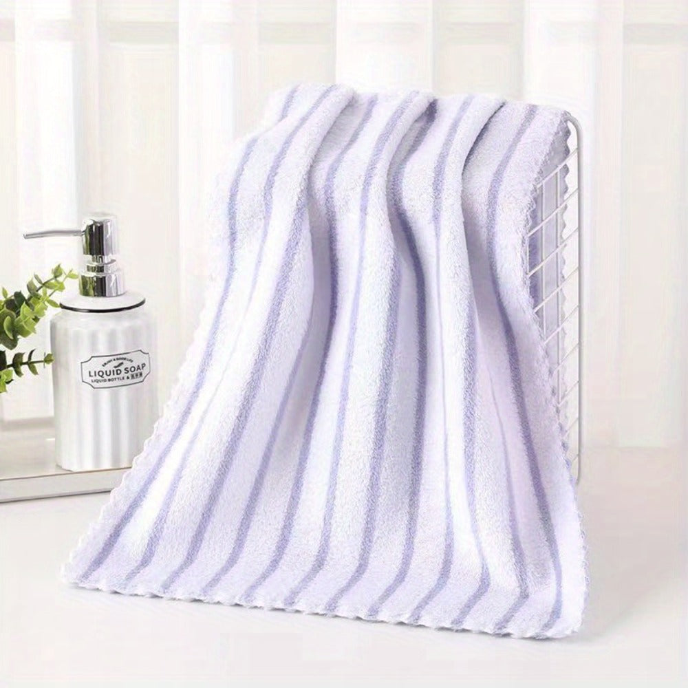 Towel Set 5-Pack 500GSM Coral Fleece Face Towels in Solid, Striped and Five-Color Options for Home and Guest Use
