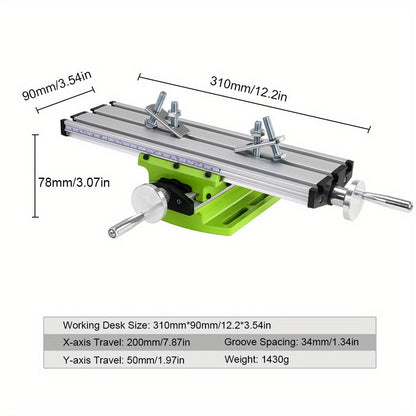 Cross Slide Table BG-6300 Compound Milling Drilling Worktable X-Y Axis Adjustable Bench Drill Press Work Table for Mini Drill Machine