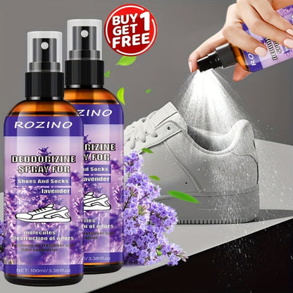 Foot Deodorizer Spray for Feet Socks & Shoes – Lavender Scent, Fast-Drying Odor Control, Glycerin Formula, Allergy-Friendly, 3.38 fl oz, Set of 2