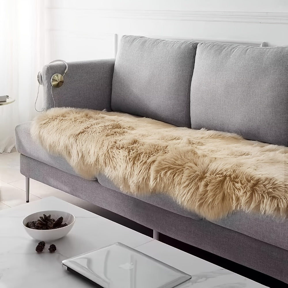 Soft Fluffy Wavy Area Rug Imitation Plush Carpet for Living Room Bedroom Modern Decorative Non-Slip Floor Mat Multi-Size Options