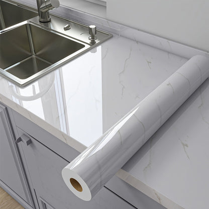 Marble Peel and Stick Wallpaper Roll - Oil-Proof Self-Adhesive Wall Contact Paper for Kitchen Backsplash Bathroom Countertop