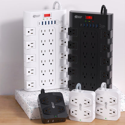 Power Strip 28-in-1 Surge Protector with 22 Widely Spaced AC Outlets, 5 USB-A, 2 USB-C and 2100J Rating