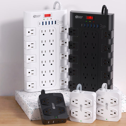 Power Strip 28-in-1 Surge Protector with 22 Widely Spaced AC Outlets, 5 USB-A, 2 USB-C and 2100J Rating