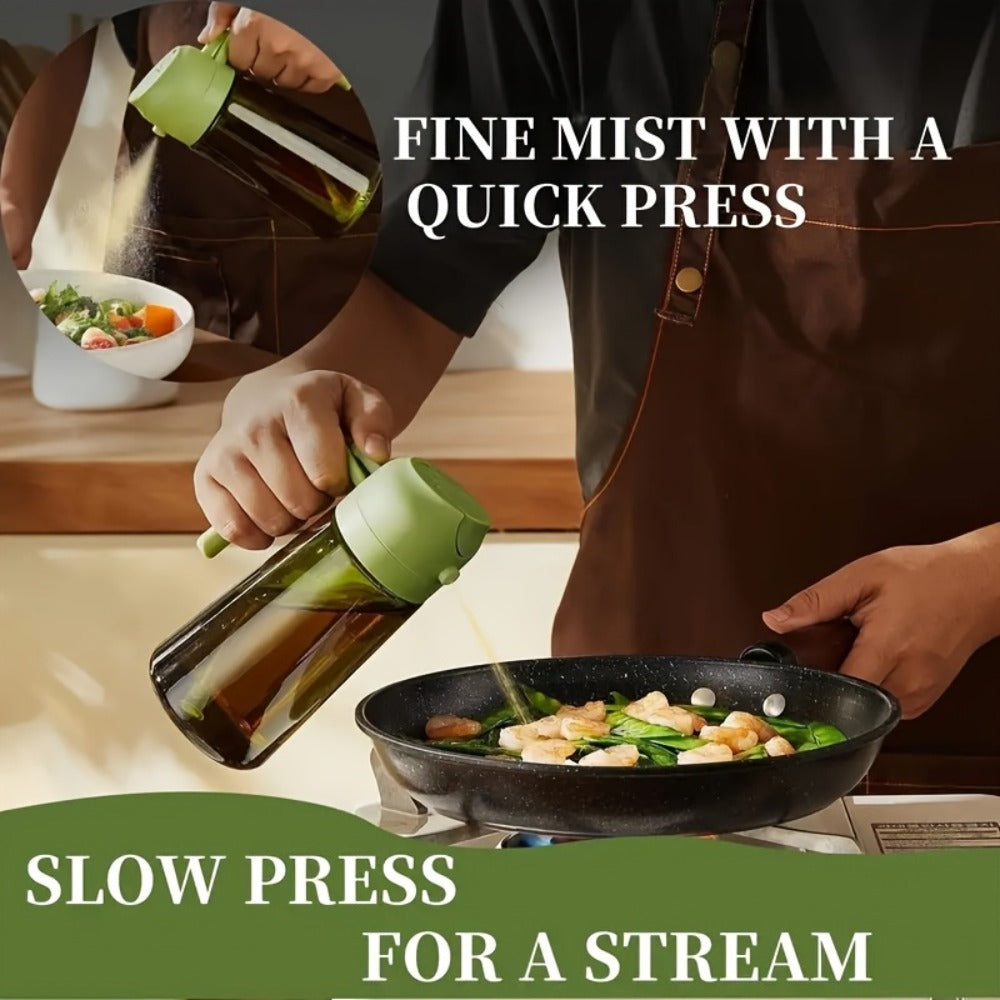 Two-Piece 16-Ounce Glass-Style Oil Dispenser and Sprayer Set in Three Color Configurations