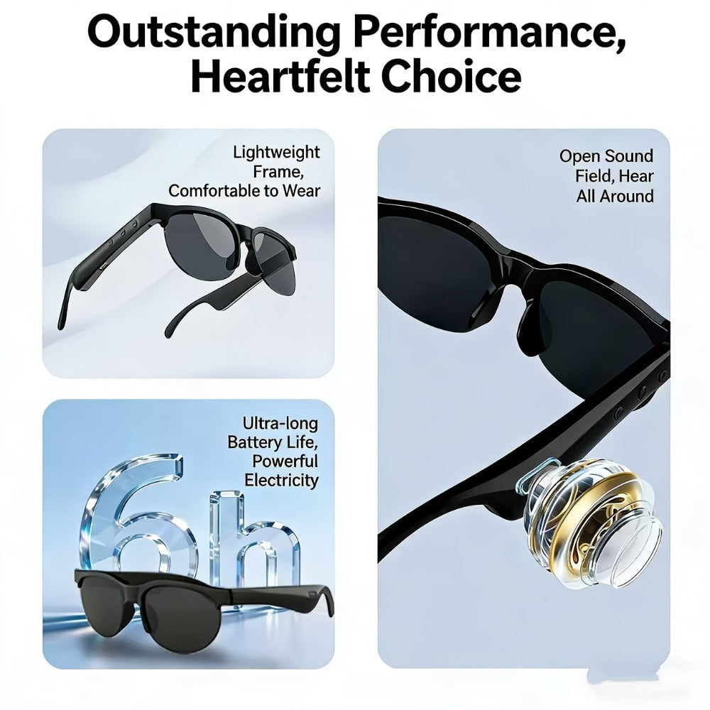 Smart Glasses Translation Eyewear with Photochromic Lenses, Wireless Earphones, Microphone and Rechargeable Battery