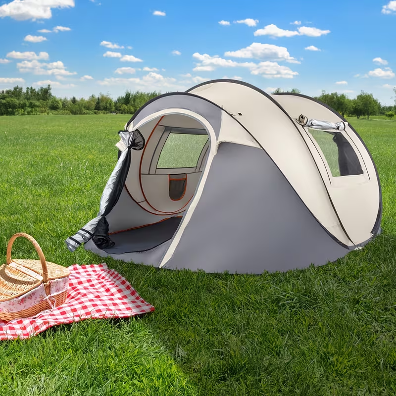 Camping Tent 5-8 Person Automatic Three-Pole Shelter, 110.24 x 82.68 x 47.24 Inches for Outdoor Camp Setup