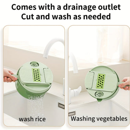 16-in-1 Green Vegetable Chopper with Round Container, Grid Dicing Plates, Slicer, Grater and Peeler Pieces