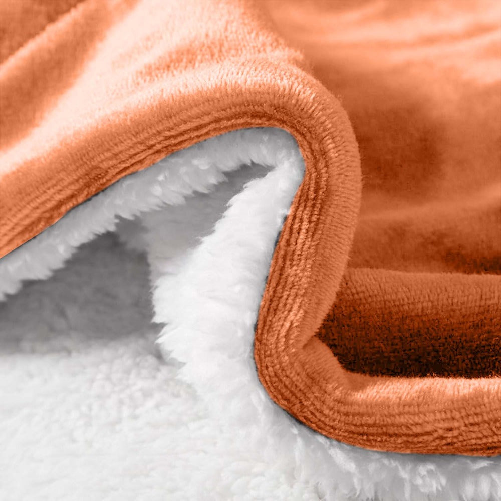 480GSM Sherpa Fleece Blanket – Double-Sided Heavy Warm Throw for Couch, Bed & Travel, Reversible All Season, 13 Colors, 3 Sizes