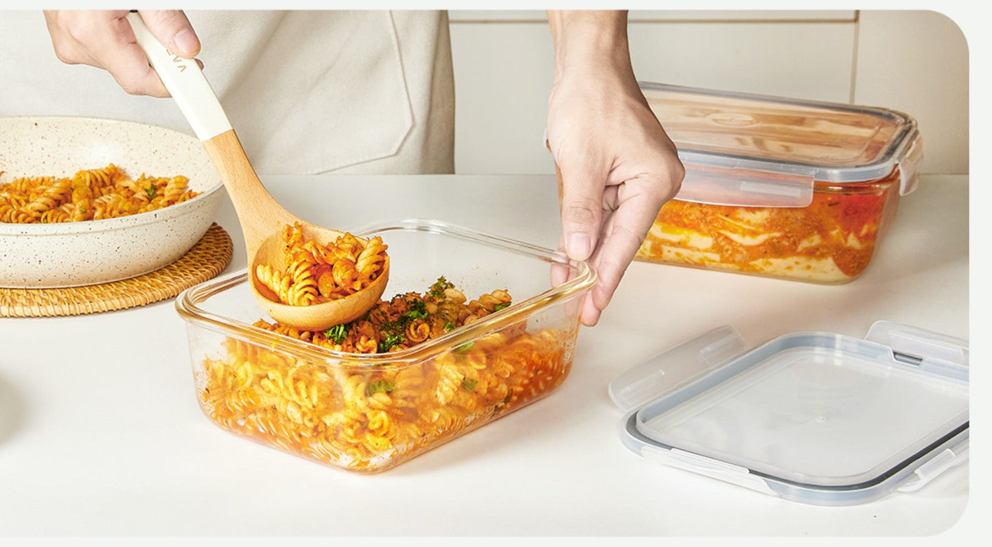 Large Glass Food Storage Containers with Lids 2 Pack – 63oz Borosilicate Glass Meal Prep Containers, Airtight Snap Lids, Oven Microwave Freezer Dishwasher Safe, Leak-Proof Baking Dish Set