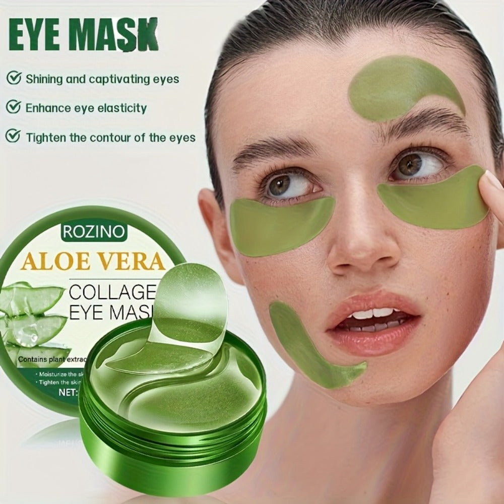 Aloe Vera Under-Eye Gel Patch Jar, 80g with 60 Green Eye Masks and an Included Applicator Spoon