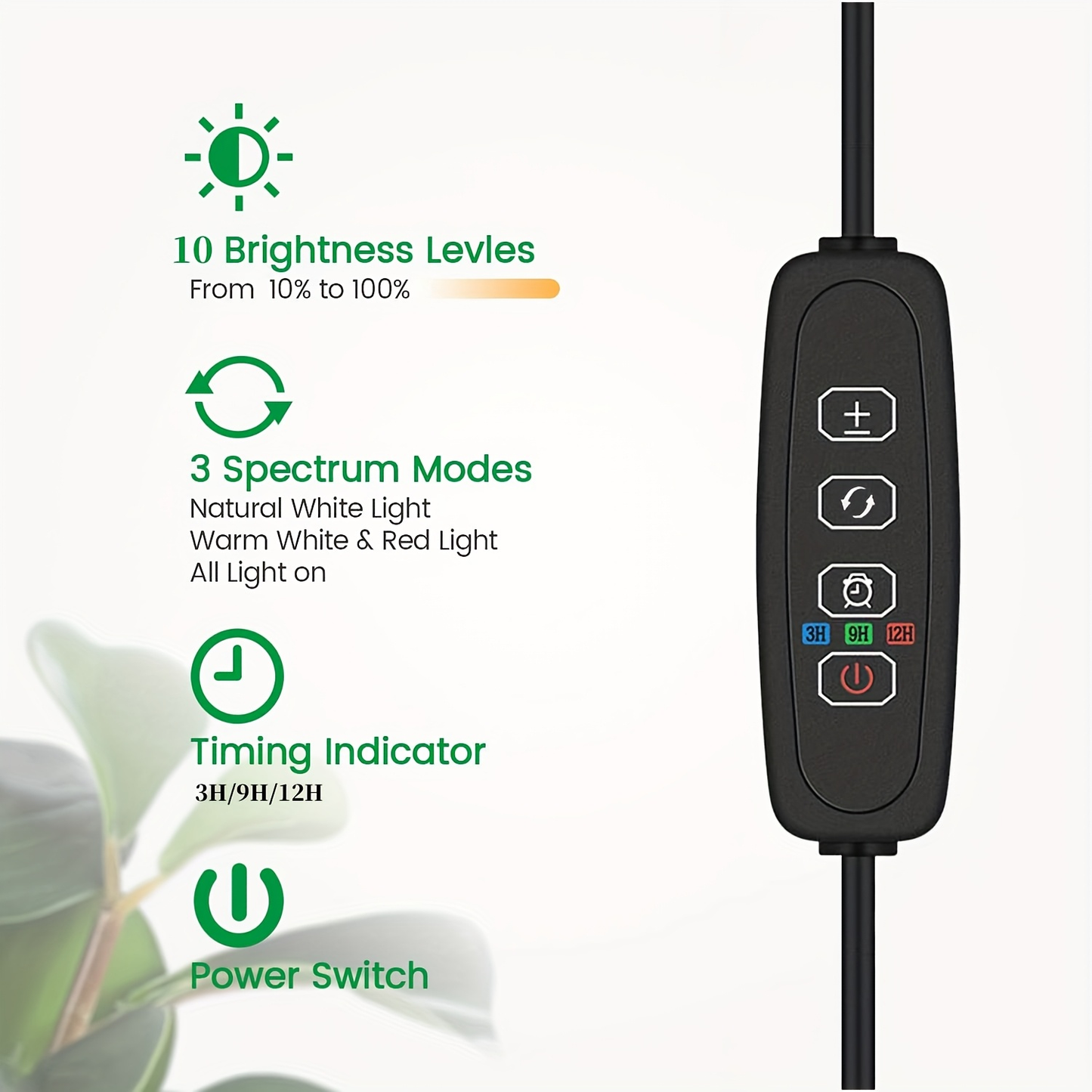 Telescopic Ring LED Plant Lamp with Flexible Gooseneck, 10-65in Pole and Black or White Options