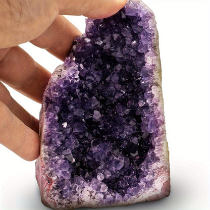 Purple Crystal Geode-Style Decor Cluster with Three Weight-Range Options and Polished Display Edges