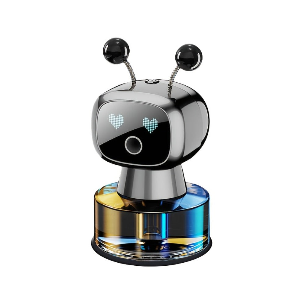 Car Air Freshener Auto Spray Robot Design USB Rechargeable – AI Expression Display, 4-Level Fragrance Control, Vent Clip Diffuser | 4 Colors & Scents | Gift for Car Lovers Men Women