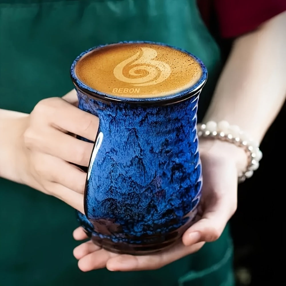 Ceramic Coffee Mug 18 Oz – Vintage Kiln-Fired Hand Warmer Cup with Speckled Glaze – Insulated Large Coffee Cup for Home & Office – Unique Gift for Christmas, Valentine's Day & Holidays
