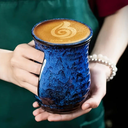 Ceramic Coffee Mug 18 Oz – Vintage Kiln-Fired Hand Warmer Cup with Speckled Glaze – Insulated Large Coffee Cup for Home & Office – Unique Gift for Christmas, Valentine's Day & Holidays