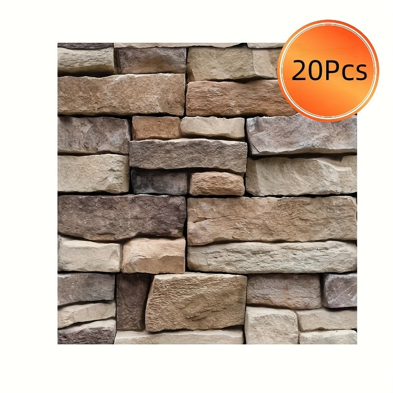 Twenty-Piece Vintage Brick and Stacked-Stone Wall Tile Sticker Set in Pattern 579, 566 or 576