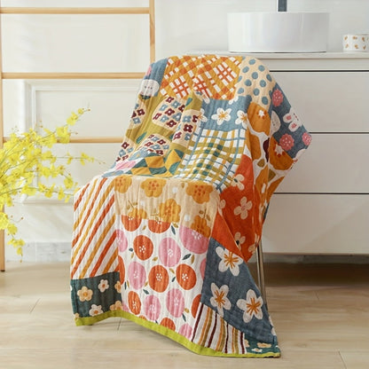 80 × 160 cm Printed Bath Towel with Six Patchwork, Dragonfly, Sunflower and Floral Patterns