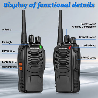Baofeng Long Range Walkie Talkies for Adults with Earpieces 16 Channel Rechargeable Two Way Radio VOX Flashlight for Camping Hiking Skiing Cruise Family Adventure Available in 1 2 4 6 8 10 Pack