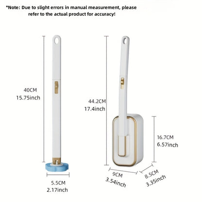 Wall-Mounted Toilet Brush Set with Eight Disposable Heads in White or Grey Checkout Color Options