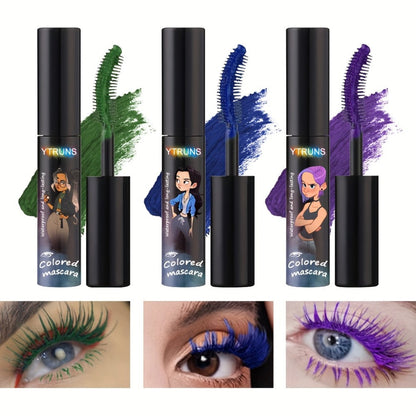 YTRUNS Colored Mascara in Six Shades from White and Brown to Black, Green, Blue or Purple with Curved Wands
